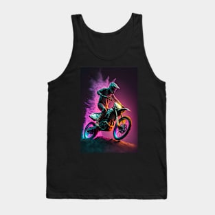 Cyber Future Dirt Bike With Neon Colors Tank Top